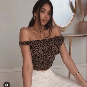 Majorelle cheetah top off the shoulder
